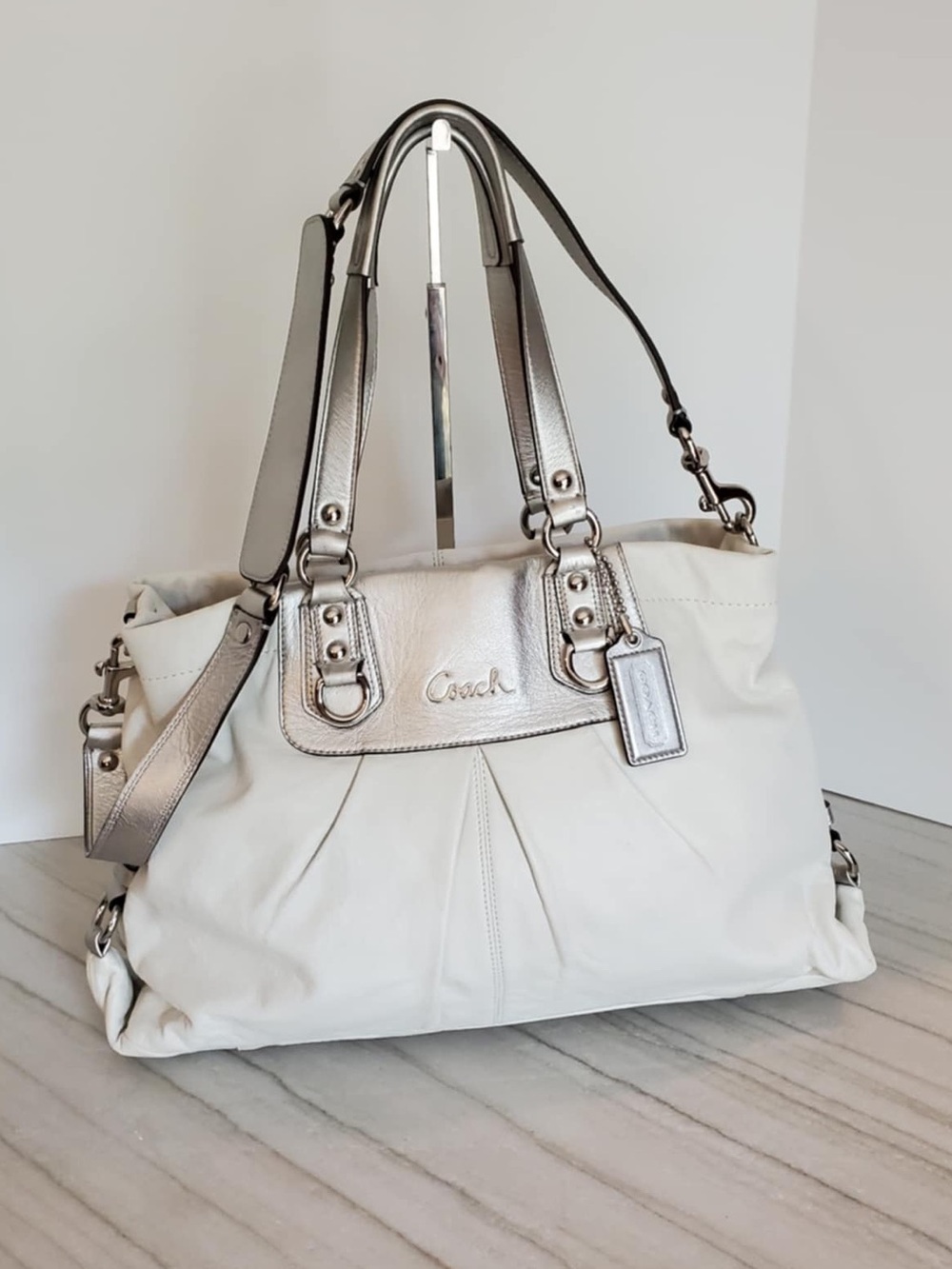 Coach 2011 Ashley White Cowhide with Silver Accents F15513